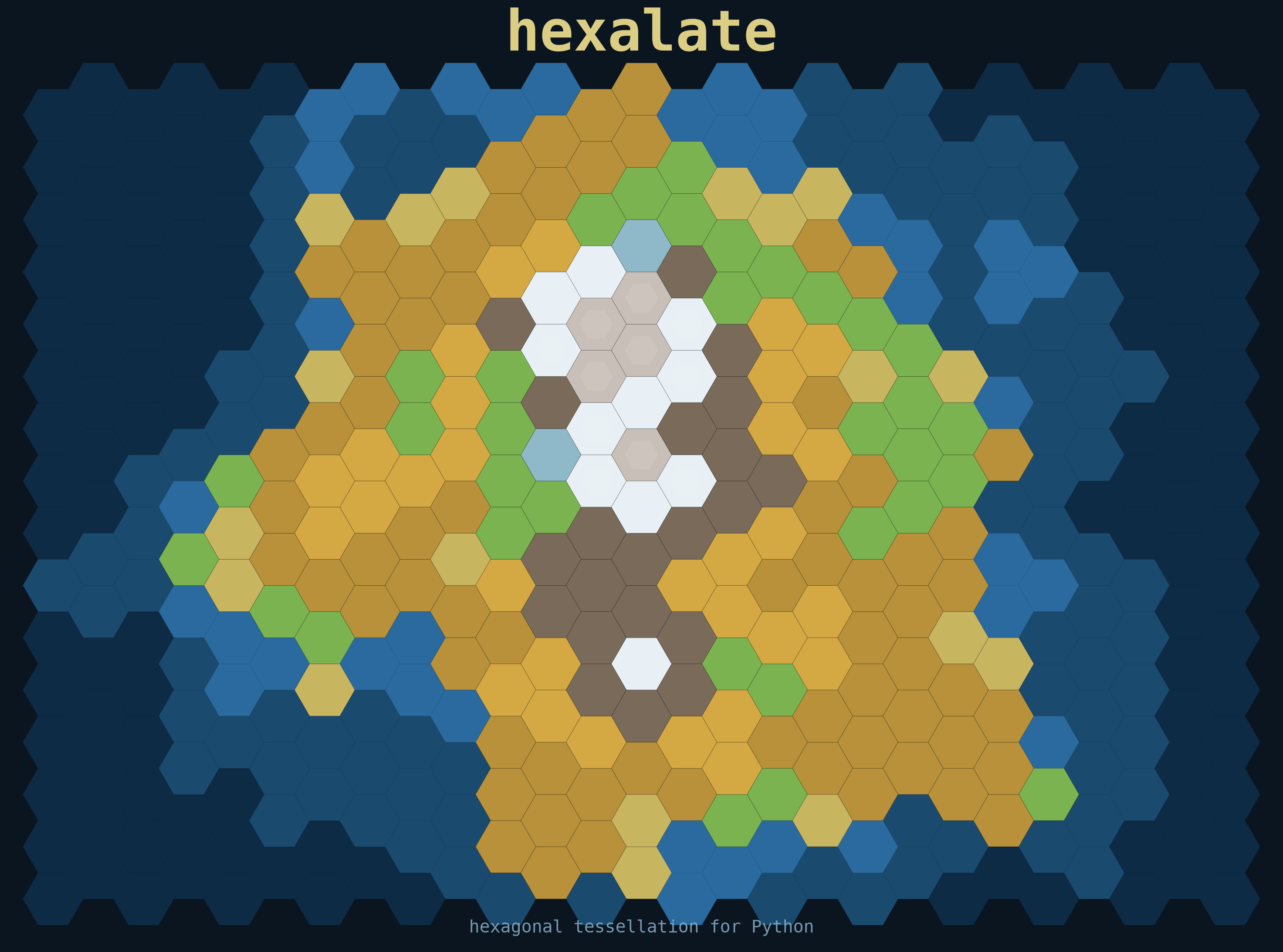 hexalate — a Civ-style hex world map generated with hexalate itself